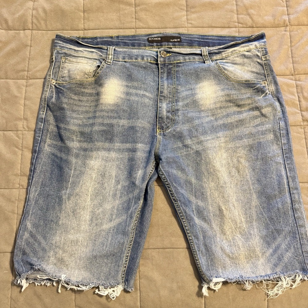 Rocawear Mens Denim Cut Off Shorts Size 46‎ 13" Inseam Embroidered Baggy Y2K
